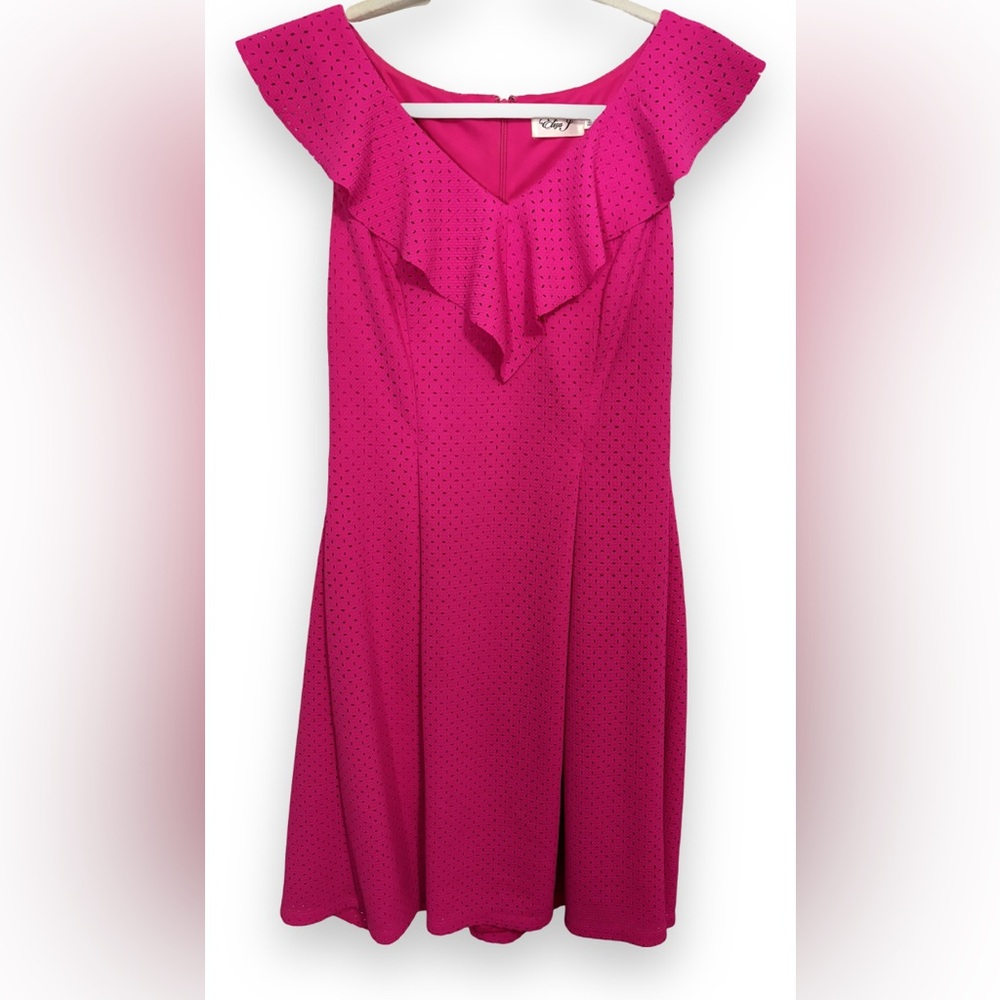 Eliza J hot pink size 8 tank top ruffle dress